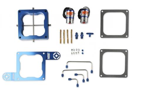 Crosshair Plate 4500 Dominator Flange Professional Dry Crosshair Plate Kit W/ (2) Pro Race Solenoids Mounting Bracket & Hardware 1.125 Thick Blue Anodized NOS