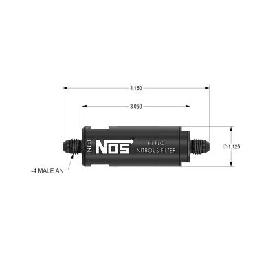 In-Line Hi-Flow Nitrous Filter 4An Black High Pressure Nitrous Filter -4An X -4An In-Line Billet Aluminum (140 Micron) NOS
