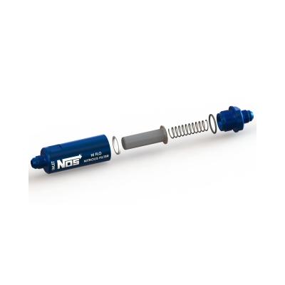 In-Line Hi-Flow Nitrous Filter 6An Blue High Pressure Nitrous Filter -6An X -6An In-Line Billet Aluminum (140 Micron) NOS
