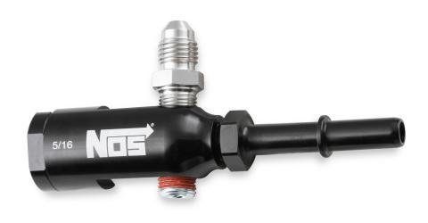 Late Model Billet Fuel Line Adapter Fits 5/16 Fuel Rail Black Anodized Aluminum (3) 1/8 Npt Ports W/ Adapters & Plug -4 An Fuel Port NOS