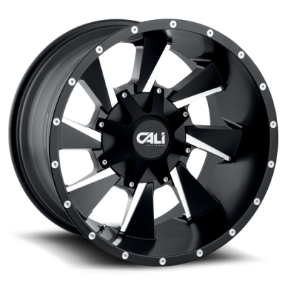 Cast Aluminum Wheels Distorted 9106 SB 20x12 Milled Spokes Satin Black 8 On 180 Bolt Pattern -44 Offset Cali Offroad Wheels