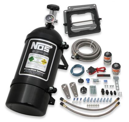 Big Shot Wet Nitrous System For 4500 4-Barrel Carburetor Fits Holley 4500 Dominator 190-300 HP Includes Black 10 Lb Bottle NOS