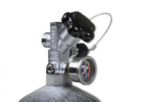 Nitrous Bottle 12 Lb 9 Oz Nitrous Bottle W/ Carbon Fiber Finish &amp; Super Hi Flo Valve Includes Racer Safety Blow-Off NOS