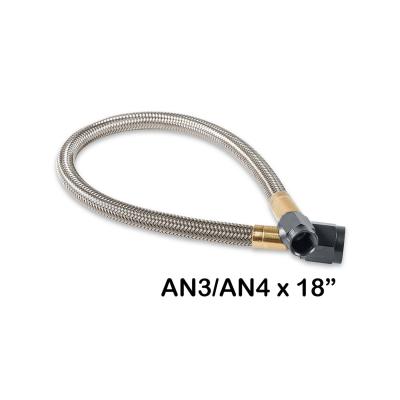 Stainless Steel Braided Hose W/Black Fittings -4An To -3An 18-Inch Length NOS