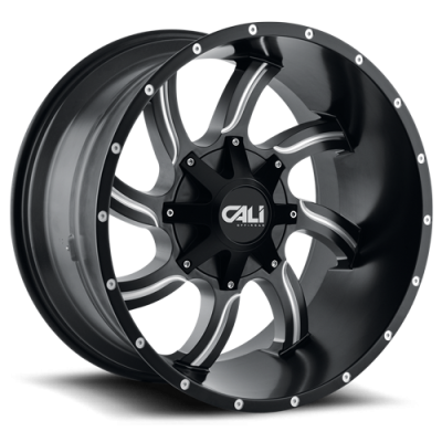 Cast Aluminum Wheels Twisted 9102 SB 22x12 Milled Spokes Satin Black 8 On 180 Bolt Pattern -44 Offset Cali Offroad Wheels