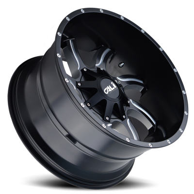 Cast Aluminum Wheels Twisted 9102 SB 22x12 Milled Spokes Satin Black 8 On 180 Bolt Pattern -44 Offset Cali Offroad Wheels