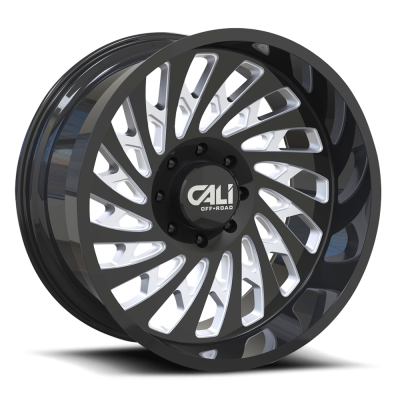 Cast Aluminum Wheels Switchback 9108 GB 20x12 Milled Spokes Gloss Black 5 On 139.7 Bolt Pattern -51 Offset Cali Offroad Wheels