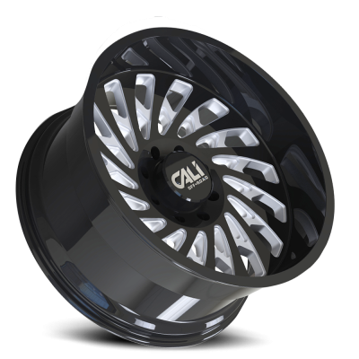 Cast Aluminum Wheels Switchback 9108 GB 20x12 Milled Spokes Gloss Black 5 On 139.7 Bolt Pattern -51 Offset Cali Offroad Wheels