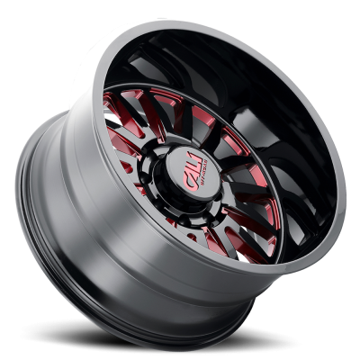 Cast Aluminum Wheels Summit 9110 GB-RD 20x12 Red Milled Spokes Gloss Black 5 On 139.7 Bolt Pattern -51 Offset Cali Offroad Wheels