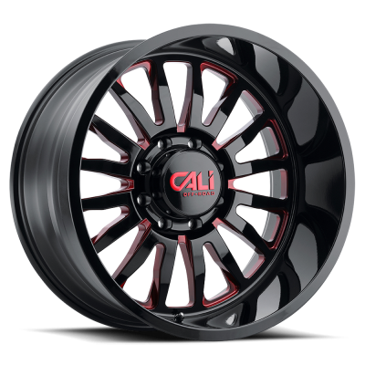 Cast Aluminum Wheels Summit 9110 GB-RD 24x14 Red Milled Spokes Gloss Black 6 On 139.7 Bolt Pattern -76 Offset Cali Offroad Wheels