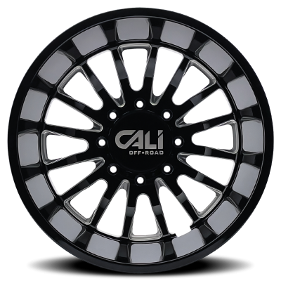 Dually Wheels Summit Dually 9110D GB 22x8.25 Milled Spokes Gloss Black 8 On 165.1 Bolt Pattern -232 Offset Cali Offroad Wheels
