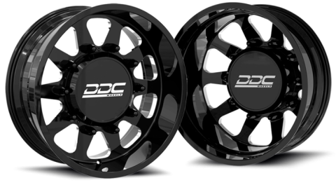 Dually Wheels The Ten Forged 22x8.25 10x225 Black/Mill SS Fronts 05-10 Ford 15-25 F-450/F-550 Dodge Ram 08-25 4500/5500 DDC Wheels