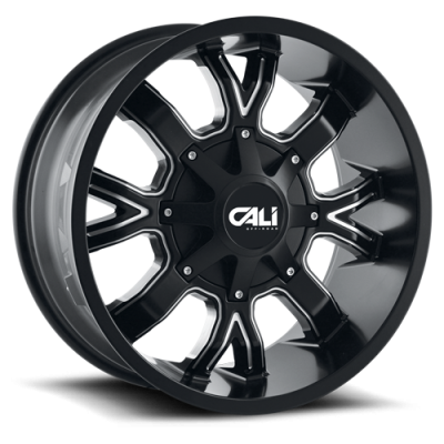 Cast Aluminum Wheels Dirty 9104 SB 22x10 Milled Spokes Satin Black 8 On 180 Bolt Pattern -19 Offset Cali Offroad Wheels