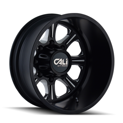Dually Wheels Brutal Dually 9105 BK-M 22x8.25 Black 8 On 165.1 Bolt Pattern -180 Offset 121.3 Bore Cali Offroad Wheels