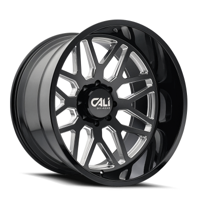 Cast Aluminum Wheels Invader 9115 GB-M 28x12 Milled Gloss Black 8 On 165.1 Bolt Pattern -44 Offset Cali Offroad Wheels