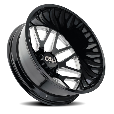 Dually Wheels Invader Dually 9115D GB-M 22x8.25 Milled Spokes Gloss Black 8 On 165.1 Bolt Pattern -232 Offset Cali Offroad Wheels