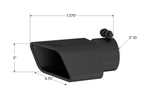 Exhaust Tip Rectangle Angled Cut Fits 3 Inch Systems Passenger Side MBRP
