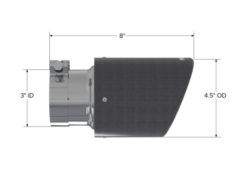 Exhaust Tip 4.5 Inch O.D. Dual Wall Angled 3 Inch Inlet 7.7 Inch Length Carbon Fiber MBRP