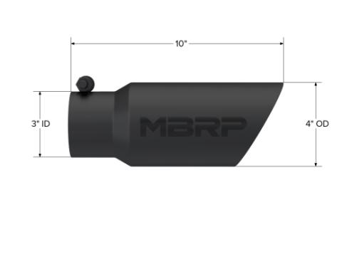 Exhaust Tip 4 Inch O.D. Dual Wall Angled 3 Inch Inlet 10 Inch Length Black MBRP