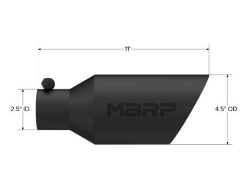 Exhaust Tip 4 1/2 Inch O.D. Dual Wall Angle Rolled End 2.5 Inch Inlet 11 Inch Length Black Coated MBRP