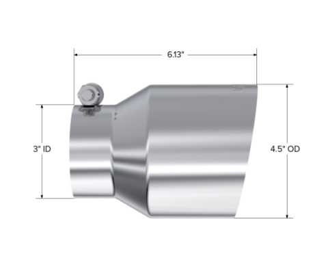 3 Inch Inlet 4.5 Inch OD Out 6.13 Inch Length Angle Cut Universal Tail Pipe Tip T304 Stainless Steel Tip MBRP
