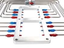 Blower Injector Plate Polished Finish Red &amp;amp; Blue Plumbing Blower Injector Plate For 6-71/8-71 Roots Blower W/ Plumbing NOS