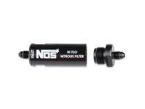 In-Line Hi-Flow Nitrous Filter 4An Black High Pressure Nitrous Filter -4An X -4An In-Line Billet Aluminum (140 Micron) NOS
