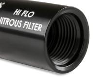In-Line Hi-Flow Nitrous Filter 4An Black High Pressure Nitrous Filter -4An X -4An In-Line Billet Aluminum (140 Micron) NOS