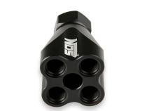 Showerhead Distribution Block Inlet -8 An O-Ring Female Port Outlet: (4) X -6 An O-Ring Female Port No Fittings Black Anodized NOS