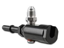 Late Model Billet Fuel Line Adapter Fits 5/16 Fuel Rail Black Anodized Aluminum (3) 1/8 Npt Ports W/ Adapters &amp;amp; Plug -4 An Fuel Port NOS