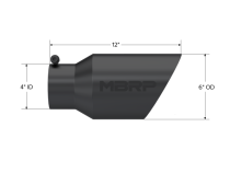 Black Coated Exhaust Tail Pipe Tip 6 Inch OD Dual Wall Angled 4 Inch Inlet 12 Inch Length MBRP