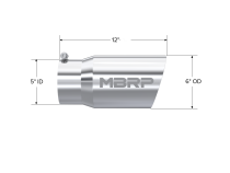 Exhaust Tail Pipe Tip 6 Inch O.D. Dual Wall Angled 5 Inch Inlet 12 Inch Length T304 Stainless Steel MBRP