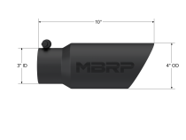 Exhaust Tip 4 Inch O.D. Dual Wall Angled 3 Inch Inlet 10 Inch Length Black MBRP