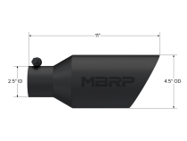 Exhaust Tip 4 1/2 Inch O.D. Dual Wall Angle Rolled End 2.5 Inch Inlet 11 Inch Length Black Coated MBRP