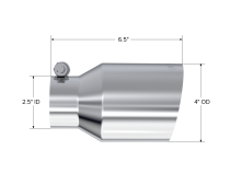 T304 Stainless Steel Tip 2.5 Inch ID 4 Inch OD Single Wall Angle Cut 6.5 Inch Length MBRP